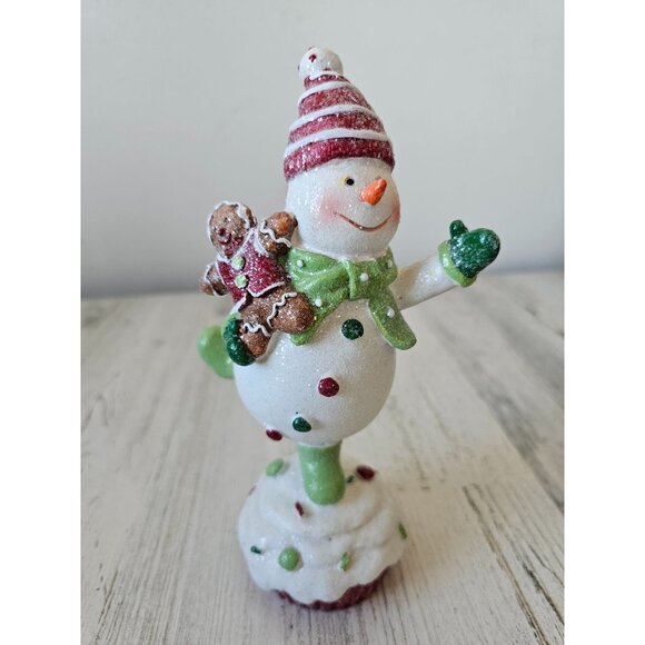 Mark Roberts snowman gingerbread RARE cupcake Xmas glitter sparkle decor dancing - Picture 1 of 11